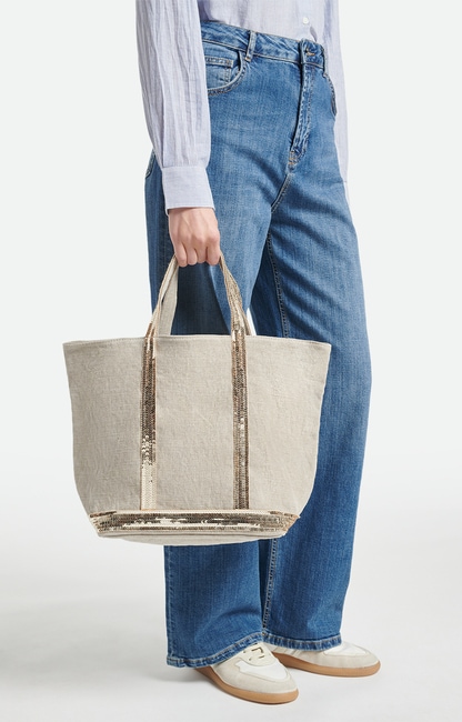 Vanessa Bruno Iconic Cabas Tote Bag : Canvas, Linen, Leather, Raffia.