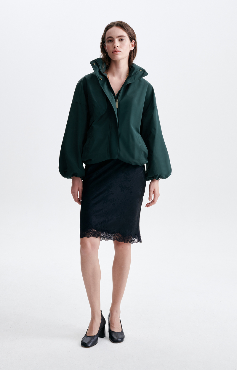 Hans Oversized Jacket Oversized, zippered stand-up collar, petrol