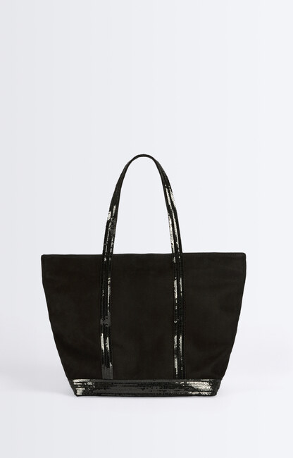Leather L Zipped Cabas Tote Shoulder carry, zip closure Black